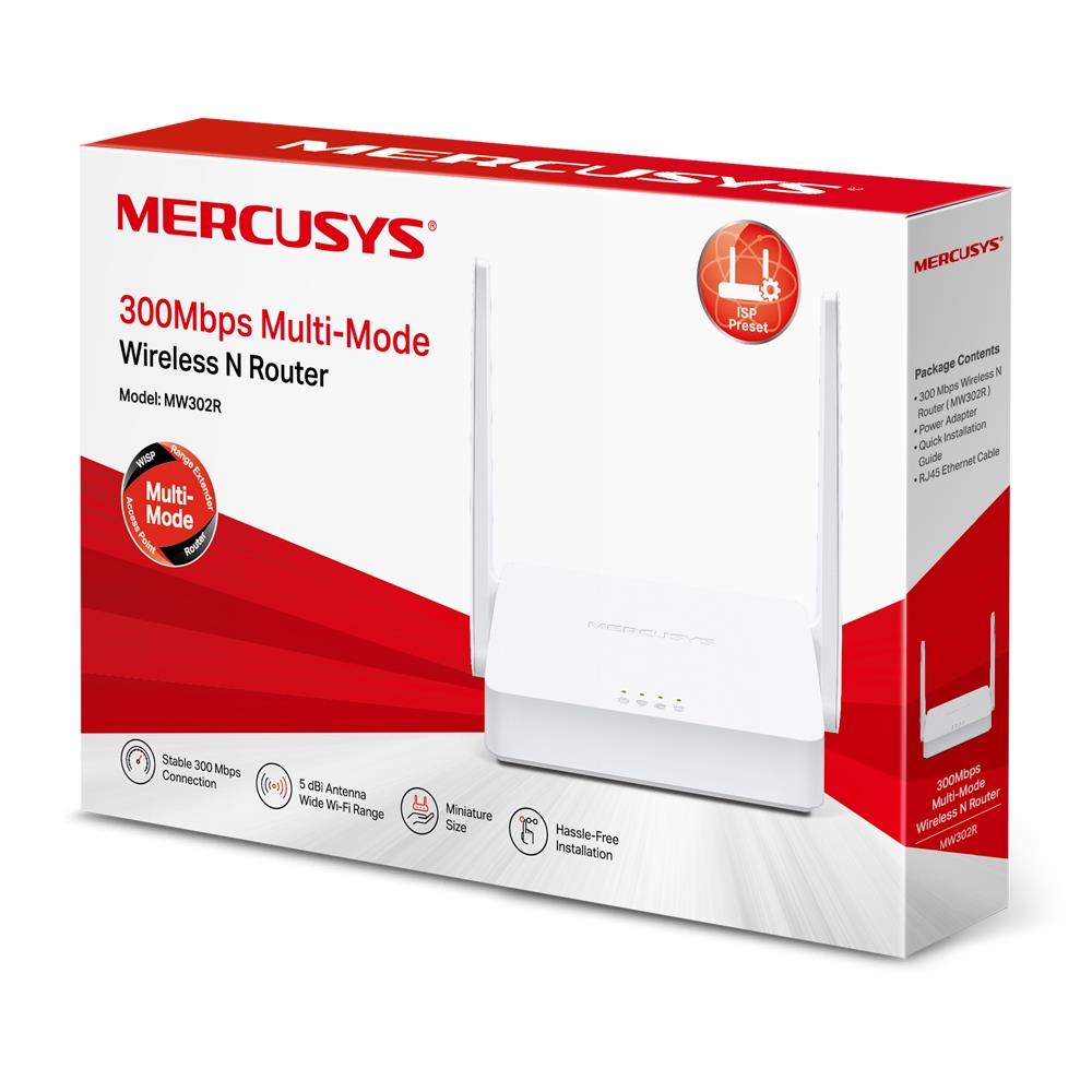 Wireless Router MERCUSYS Wi-Fi 4 (802.11n) Data speed 300 Mbit/s Ethernet WAN Yes WAN connection type RJ-45 Ethernet LAN Yes 3xLAN ports MW302R - Image 8