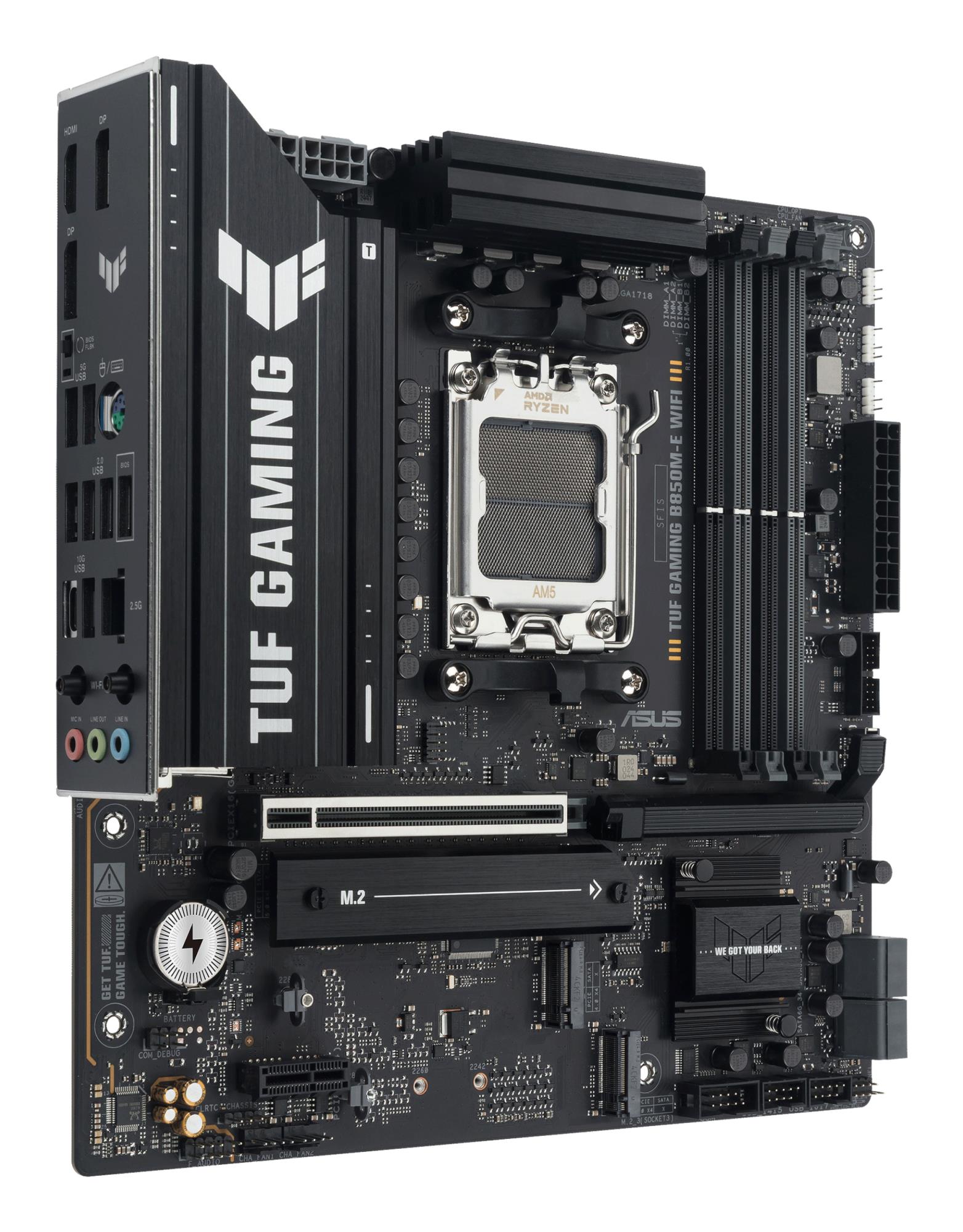 Mainboard ASUS AMD B850 SAM5 Micro-ATX Memory DDR5 Memory slots 4 1xPCI-Express 4.0 1x 1xPCI-Express 4.0 16x 1xPCI-Express 5.0 16x 3xM.2 1xHDMI 2xDisplayPort 4xUSB 2.0 2xUSB 3.2 2xUSB-C 1xPS/2 1xRJ45 3xAudio port TUFGAMINGB850M-EWIFI - Image 5