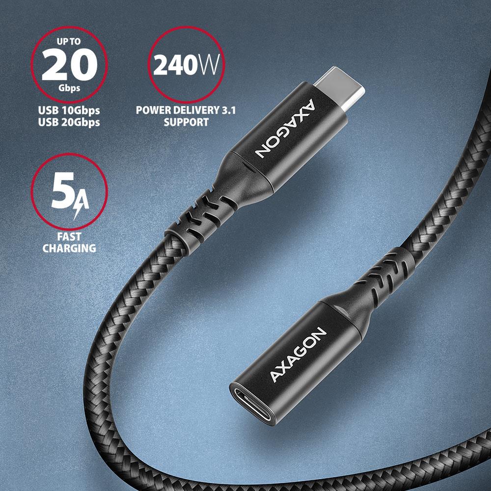 CABLE USB-C EXTENSION 1M/BLACK BUCM32-CF10AB AXAGON - Image 4