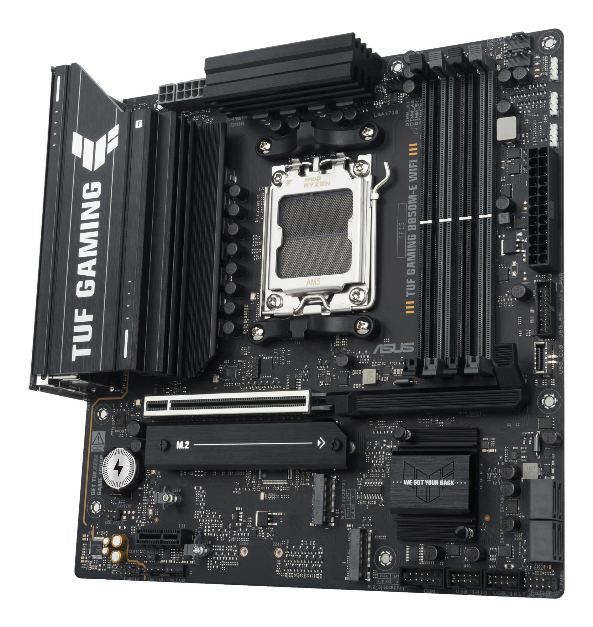 Mainboard ASUS AMD B850 SAM5 Micro-ATX Memory DDR5 Memory slots 4 1xPCI-Express 4.0 1x 1xPCI-Express 4.0 16x 1xPCI-Express 5.0 16x 3xM.2 1xHDMI 2xDisplayPort 4xUSB 2.0 2xUSB 3.2 2xUSB-C 1xPS/2 1xRJ45 3xAudio port TUFGAMINGB850M-EWIFI - Image 6