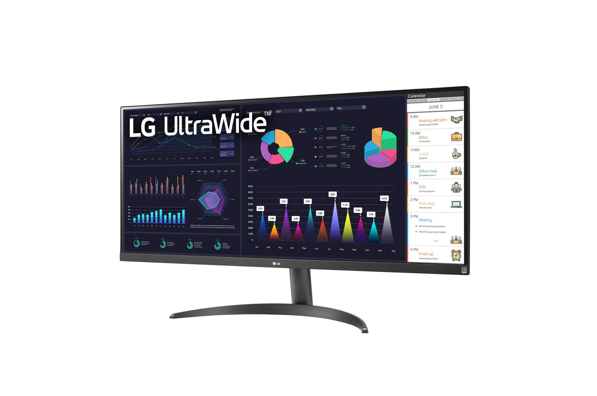 LCD Monitor LG 34WQ500-B 34" Business/21 : 9 Panel IPS 2560x1080 21:9 100hz Matte 5 ms Tilt Colour Black 34WQ500-B - Image 2