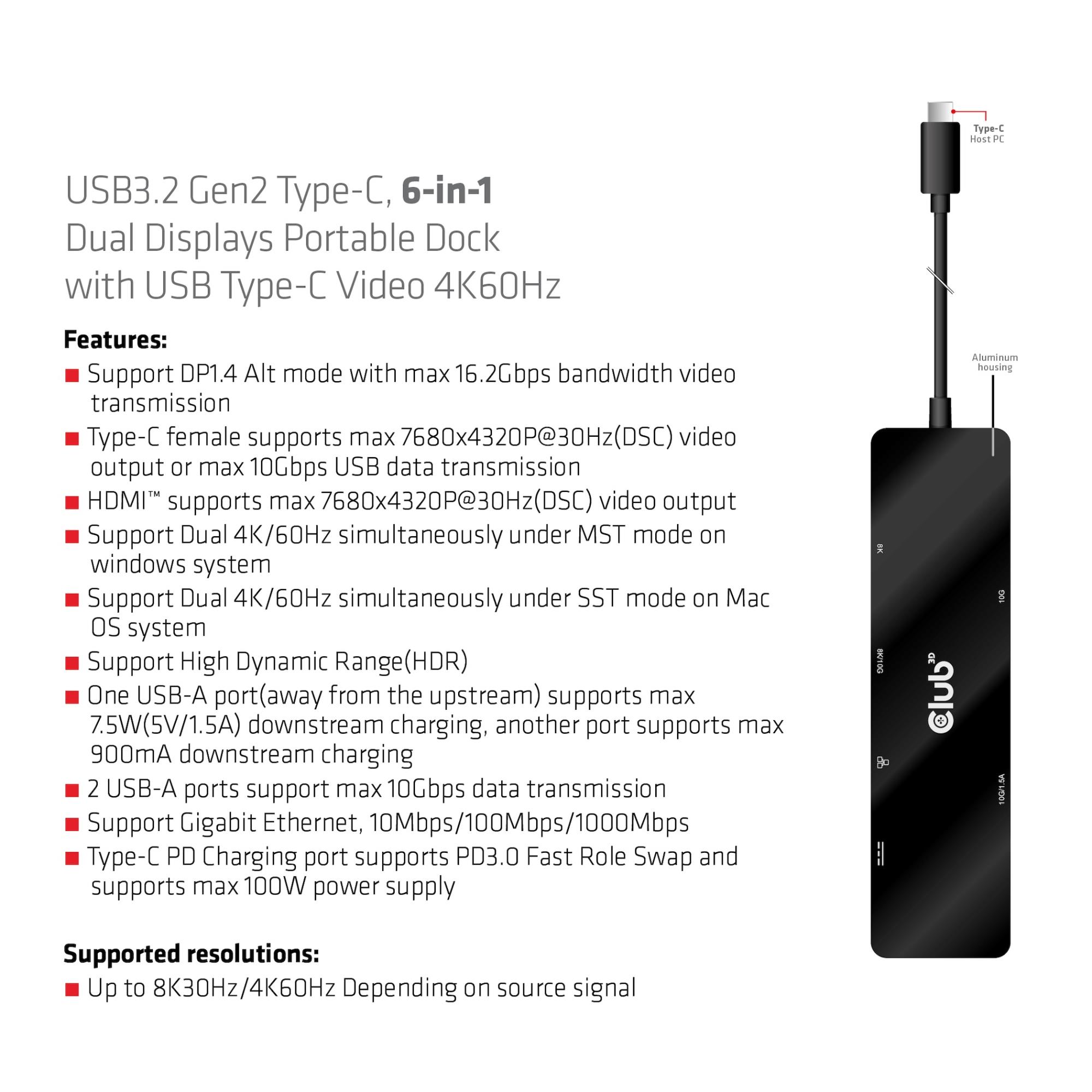 NB ACC DOCKING STATION 6IN1/USB-C 100W CSV-1584 CLUB3D - Image 13