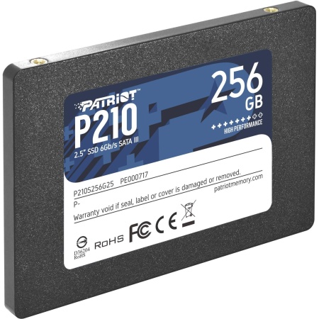 SSD PATRIOT P210 256GB Write speed 400 MBytes/sec Read speed 500 MBytes/sec 2,5" TBW 120 TB P210S256G25