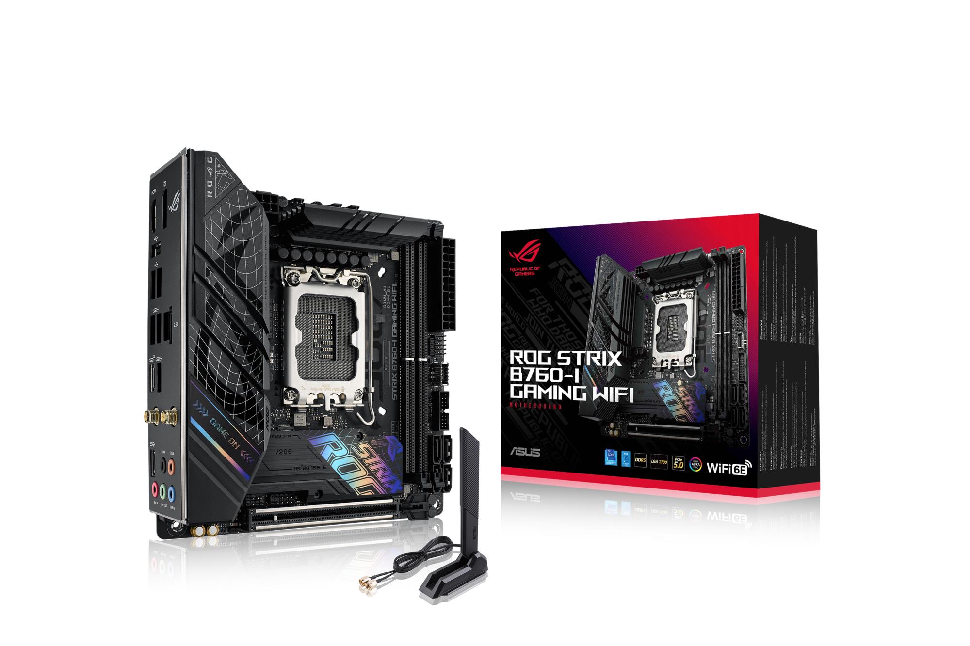 Mainboard ASUS Intel B760 Express LGA1700 Mini-ITX Memory DDR5 Memory slots 2 1xPCI-Express 5.0 16x 2xM.2 1xHDMI 1xDisplayPort 3xUSB 2.0 3xUSB 3.2 2xUSB-C 1xRJ45 5xAudio port STRIXB760-IGAMINGWIFI - Image 2