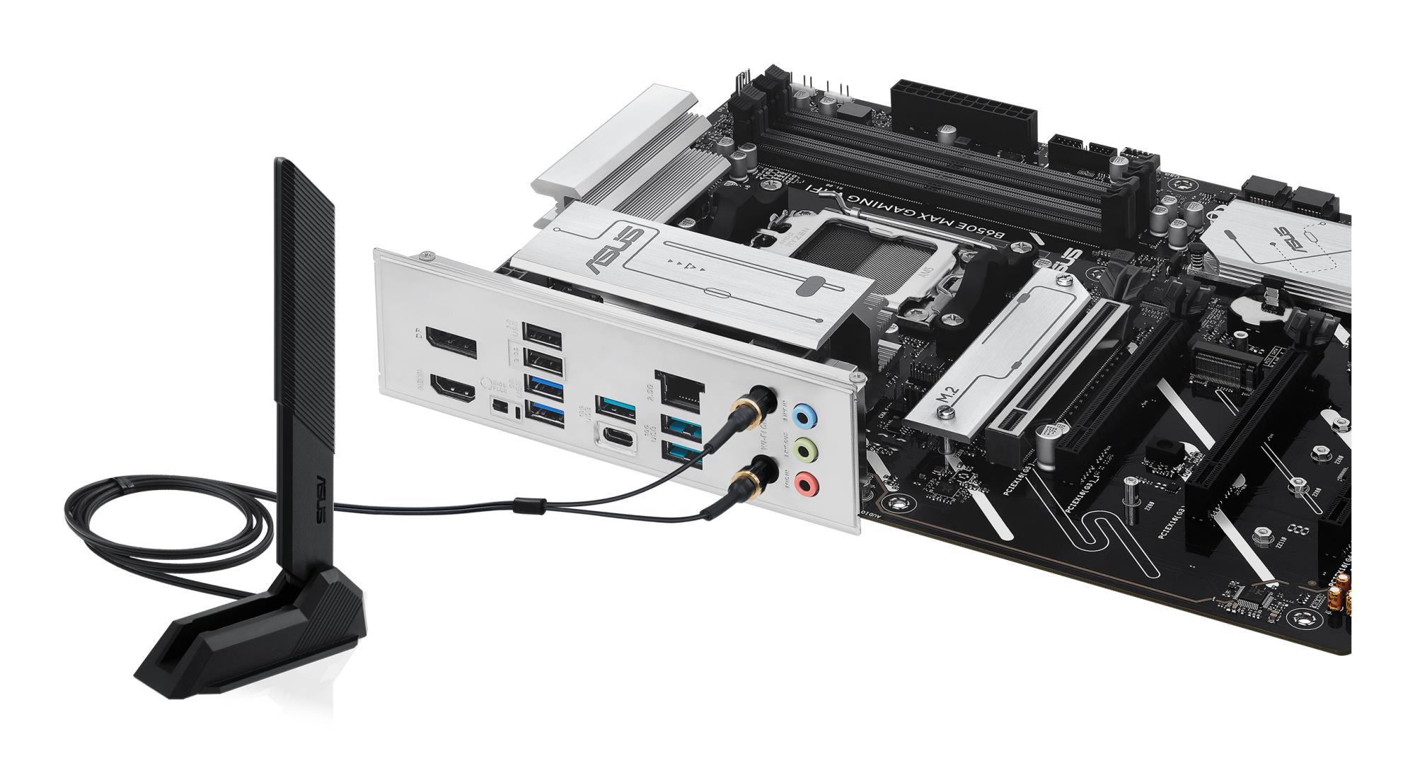 Mainboard ASUS AMD B650 SAM5 ATX Memory DDR5 Memory slots 4 2xPCI-Express 3.0 16x 1xPCI-Express 4.0 16x 1xPCI-Express 5.0 16x 3xM.2 1xHDMI 1xDisplayPort 2xUSB 2.0 5xUSB 3.2 1xUSB-C 1xRJ45 3xAudio port B650EMAXGAMINGWIFI - Image 28