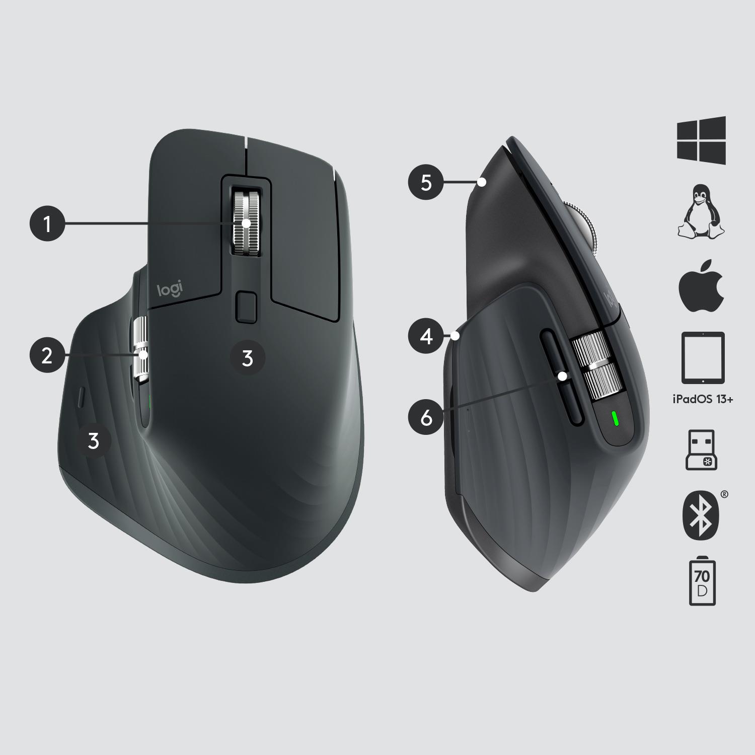 MOUSE USB LASER WRL MX MASTER3/GRAPHITE 910-005694 LOGITECH - Image 6