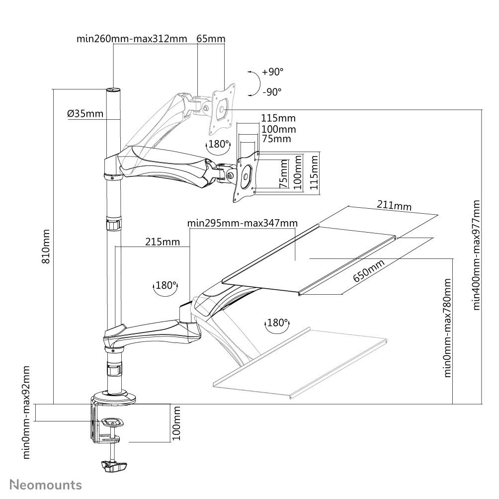 MONITOR ACC DESK MOUNT/FPMA-D500KEYB NEOMOUNTS - Image 9
