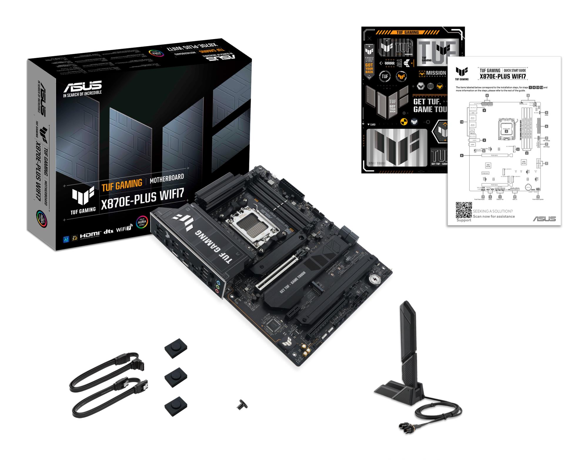 Mainboard ASUS AMD X870E SAM5 ATX Memory DDR5 Memory slots 4 1xPCI-Express 3.0 1x 1xPCI-Express 4.0 16x 1xPCI-Express 5.0 16x 4xM.2 1xHDMI 4xUSB 2.0 7xUSB 3.2 2xUSB-C 1xRJ45 3xAudio port TUFGAMX870E-PLUSWIFI7 - Image 5