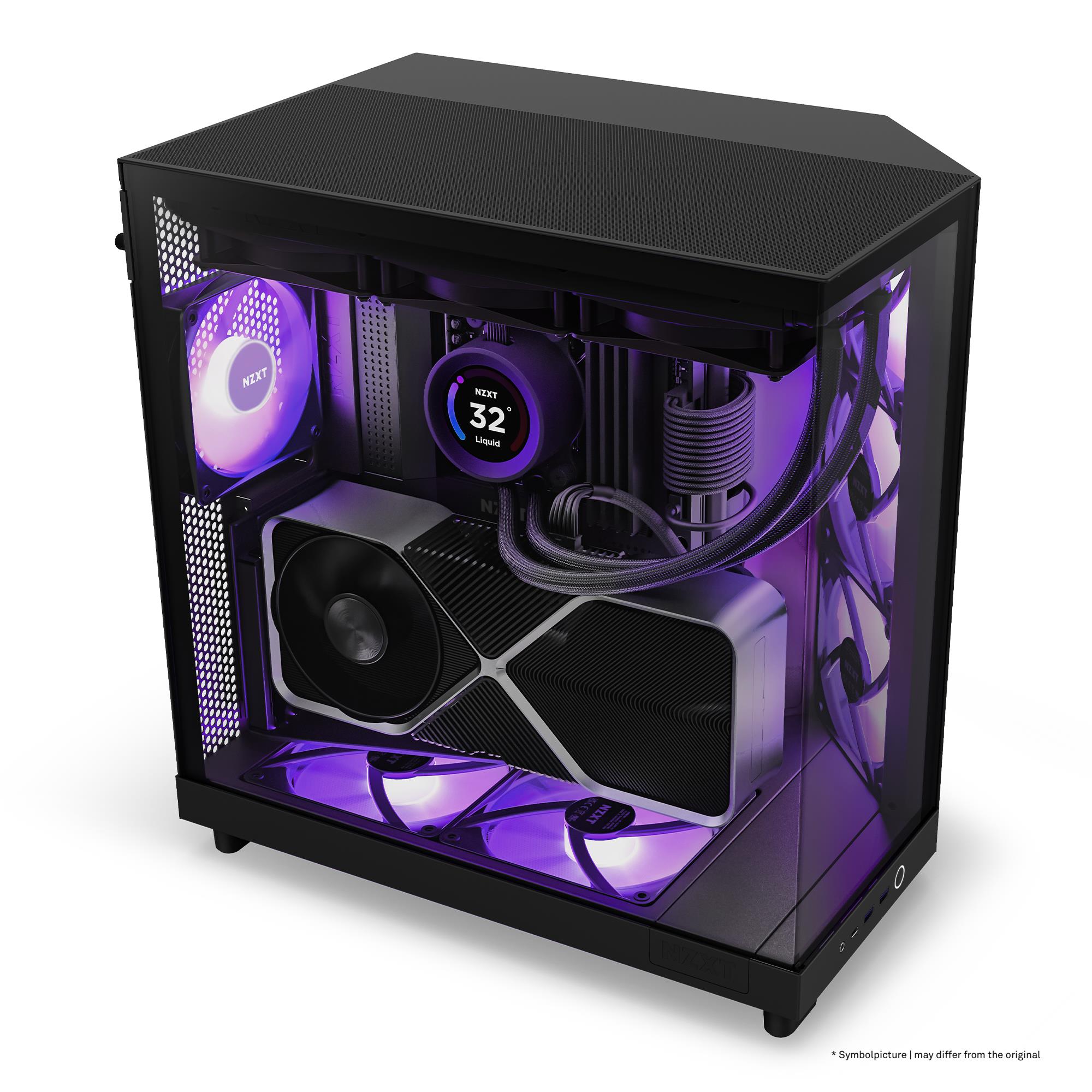Case NZXT H6 Flow RGB MidiTower Case product features Transparent panel Not included ATX MicroATX MiniITX Colour Black CC-H61FB-R1 - Image 22