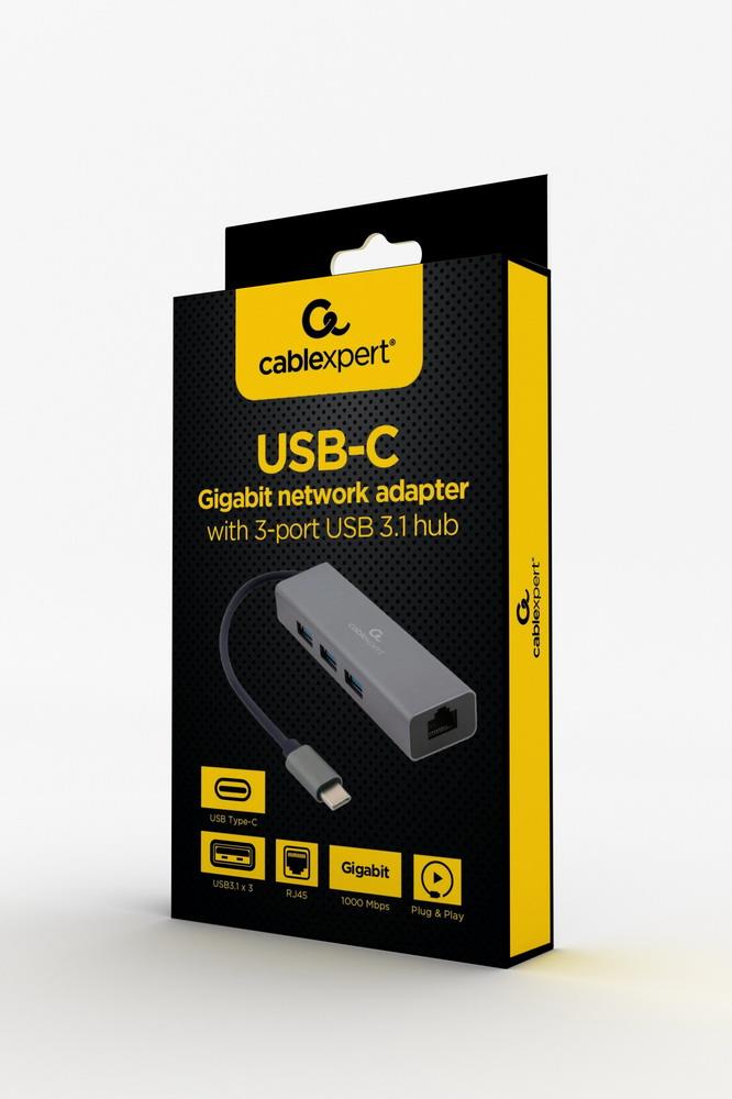I/O ADAPTER USB-C TO LAN RJ45/USB HUB A-CMU3-LAN-01 GEMBIRD - Image 5