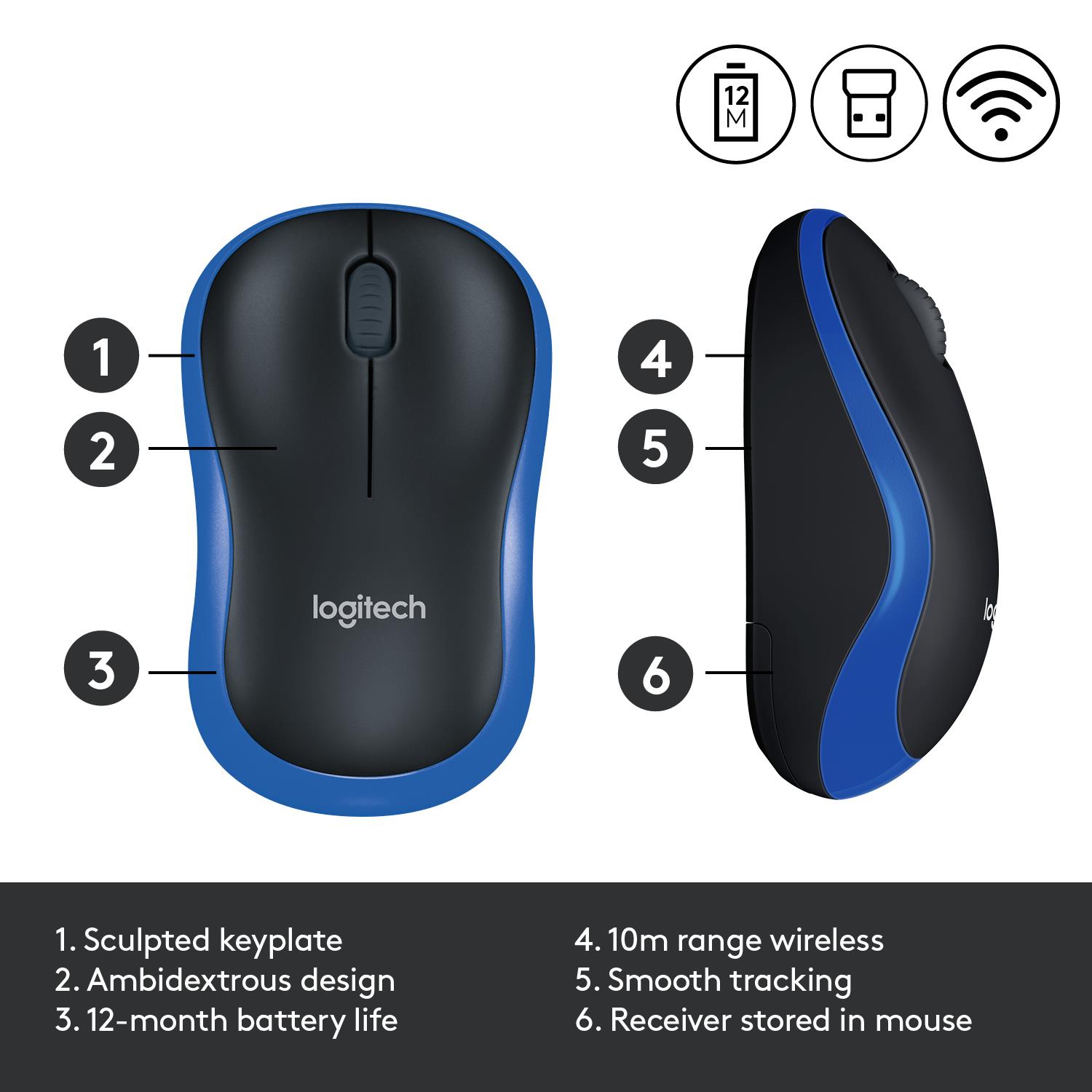 MOUSE USB OPTICAL WRL M185/BLUE 910-002239 LOGITECH - Image 33