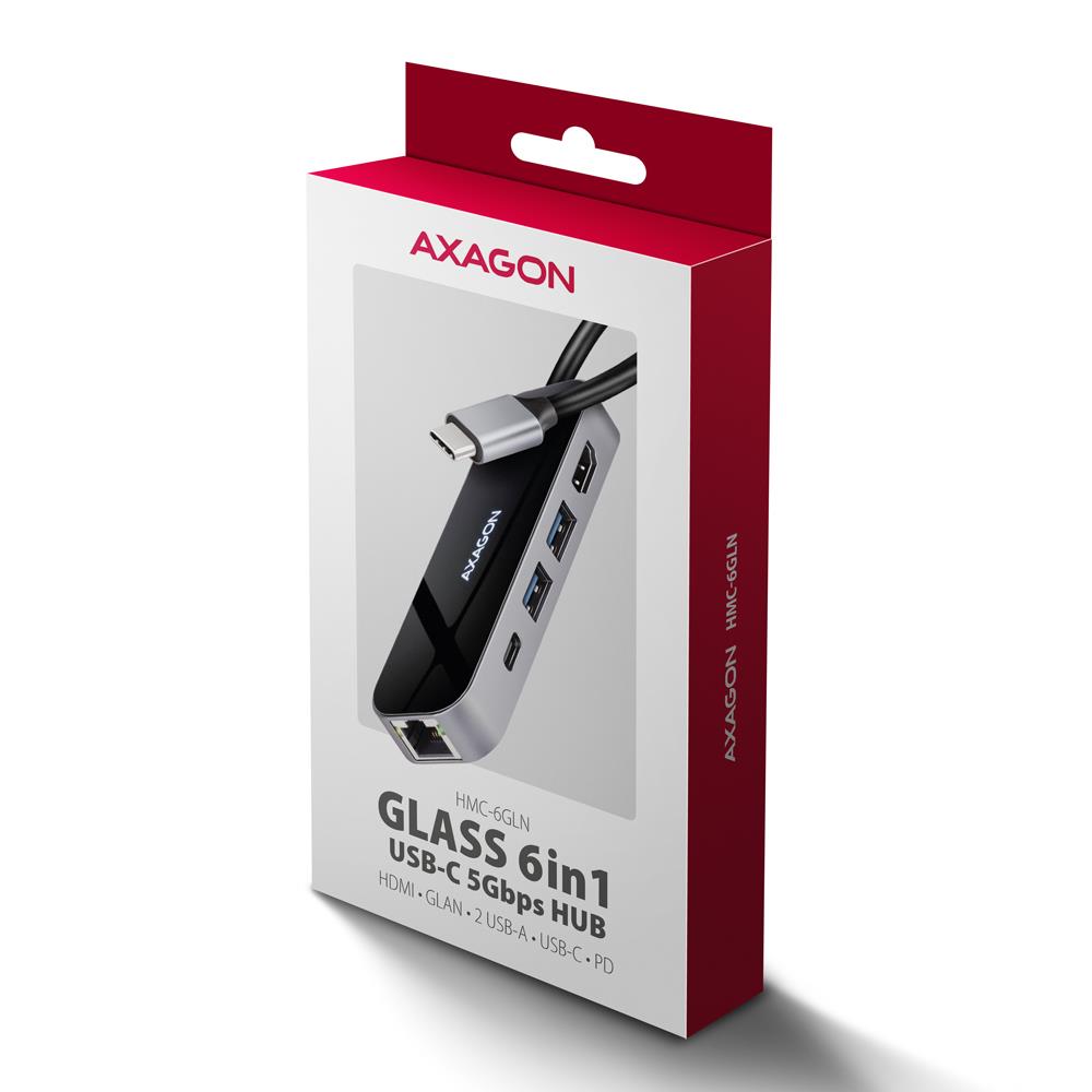 I/O HUB USB-C 6IN1/GLASS 0.2M HMC-6GLN AXAGON - Image 21
