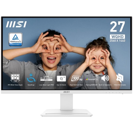 LCD Monitor MSI PRO MP273QW E2 27" Business Matte 2560x1440 16:9 100Hz 1 ms Speakers Colour White PROMP273QWE2
