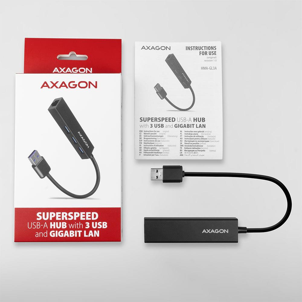 I/O HUB USB3.2 3PORT GLAN/0.2M HMA-GL3A AXAGON - Image 11