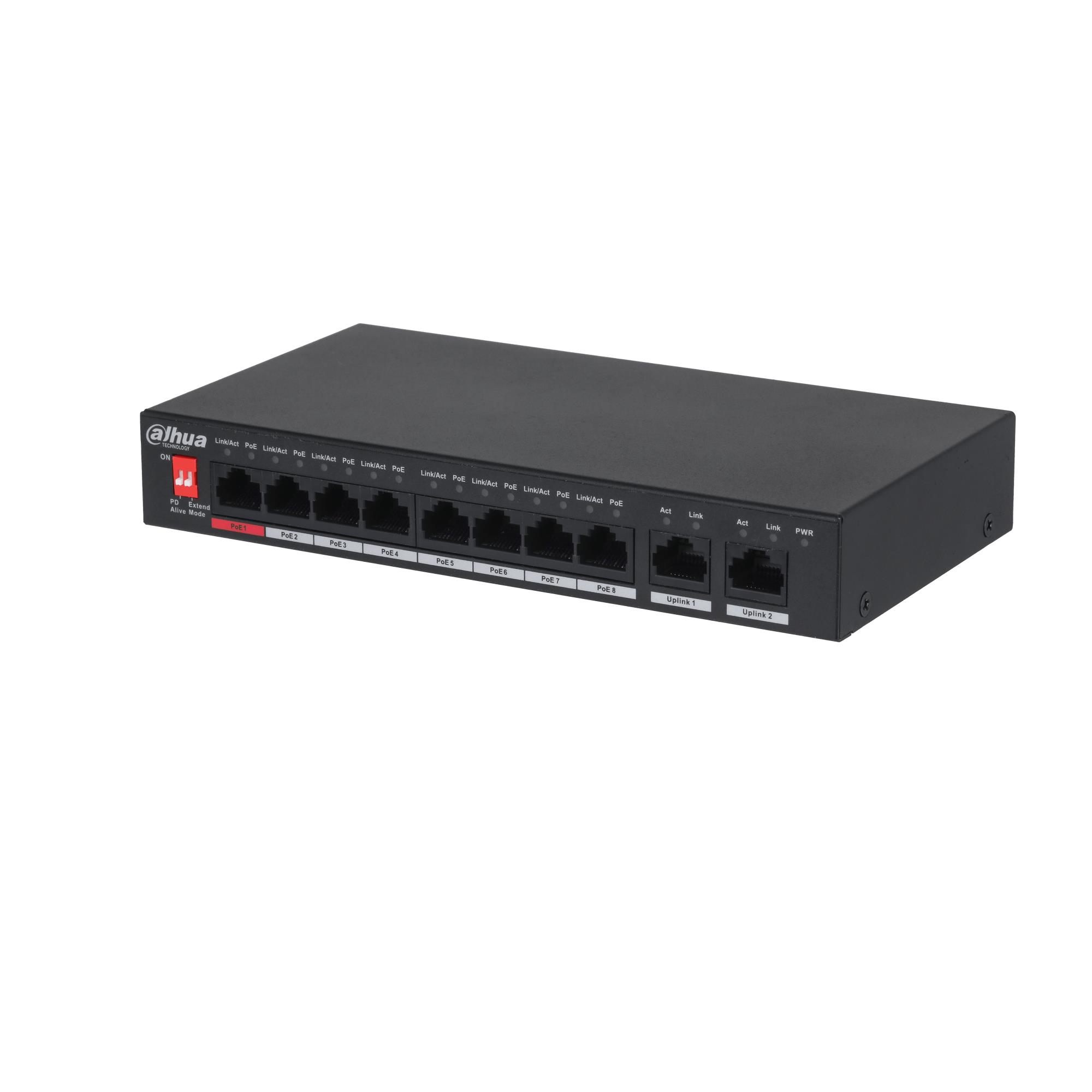 Switch DAHUA PFS3010-8ET-96-V2 Desktop/pedestal PoE ports 8 96 Watts DH-PFS3010-8ET-96-V2 - Image 4