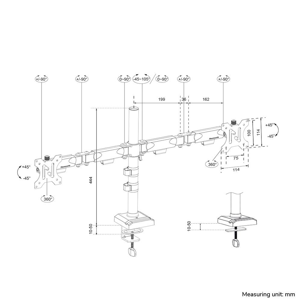 MONITOR ACC DESK MOUNT 10-32"/DUAL DS60-600BL2 NEOMOUNTS - Image 26