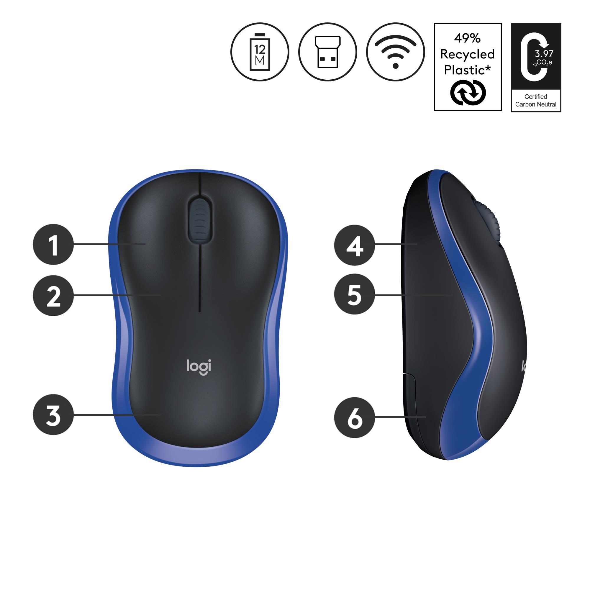 MOUSE USB OPTICAL WRL M185/BLUE 910-002239 LOGITECH - Image 40