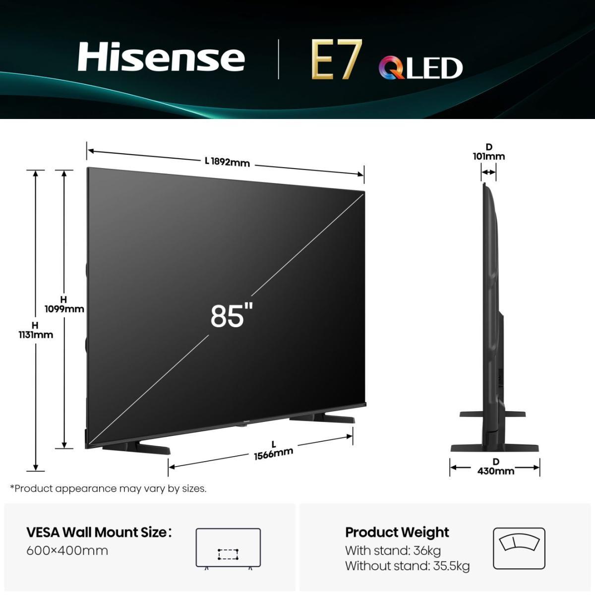 TV Set HISENSE 85 " 4K Ultra HD 3840 x 2160 pixels Flat 16:9 QLED 85E7Q - Image 19