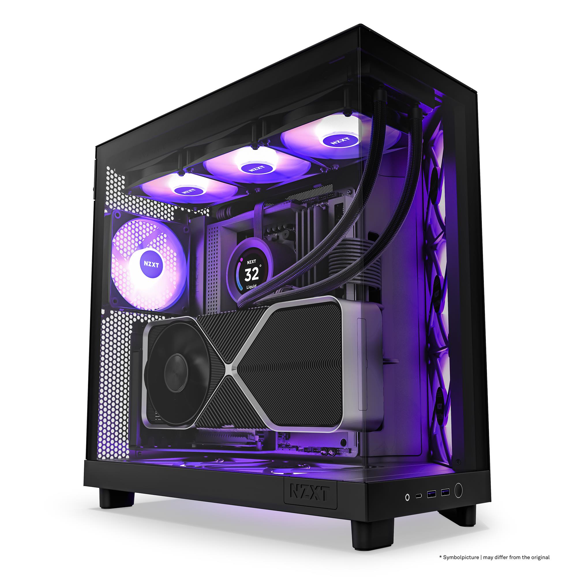 Case NZXT H6 Flow RGB MidiTower Case product features Transparent panel Not included ATX MicroATX MiniITX Colour Black CC-H61FB-R1 - Image 11