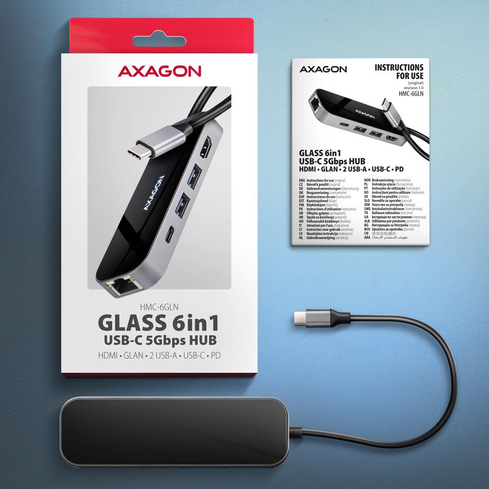 I/O HUB USB-C 6IN1/GLASS 0.2M HMC-6GLN AXAGON - Image 19