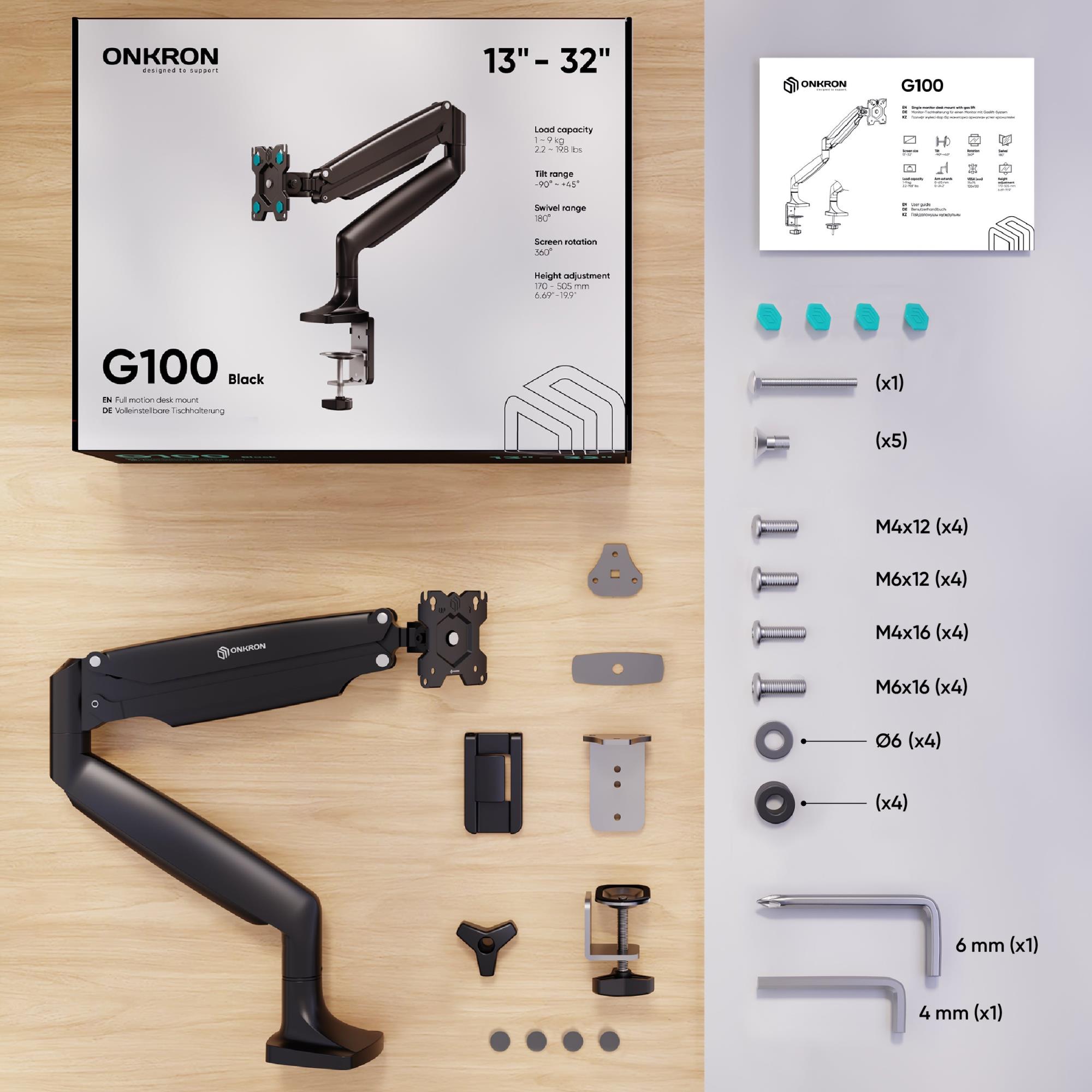 MONITOR ACC DESK MOUNT/17-49" BLACK G100-B ONKRON - Image 11