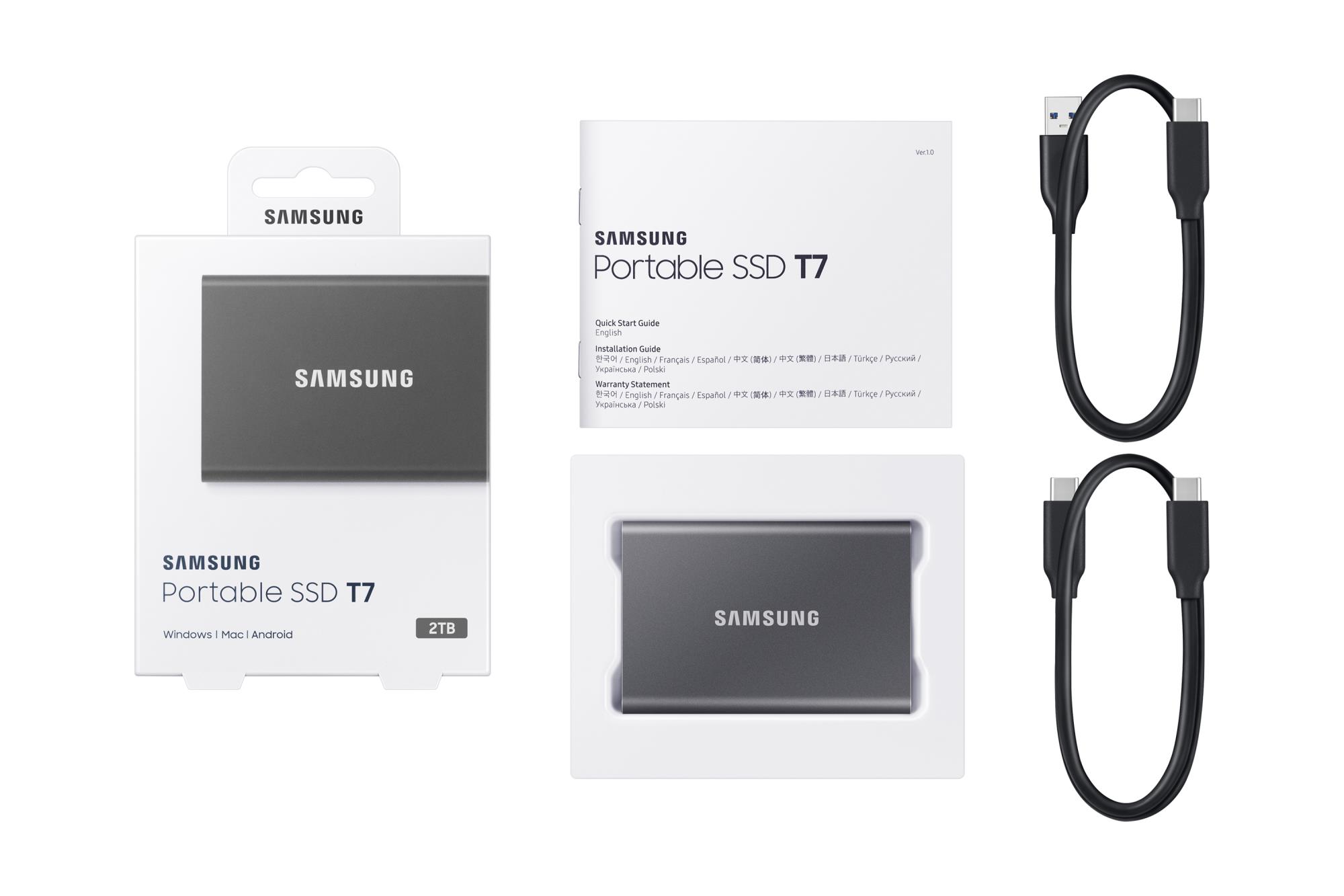 External SSD SAMSUNG T7 2TB USB 3.2 Write speed 1000 MBytes/sec Read speed 1050 MBytes/sec MU-PC2T0T/WW - Image 19