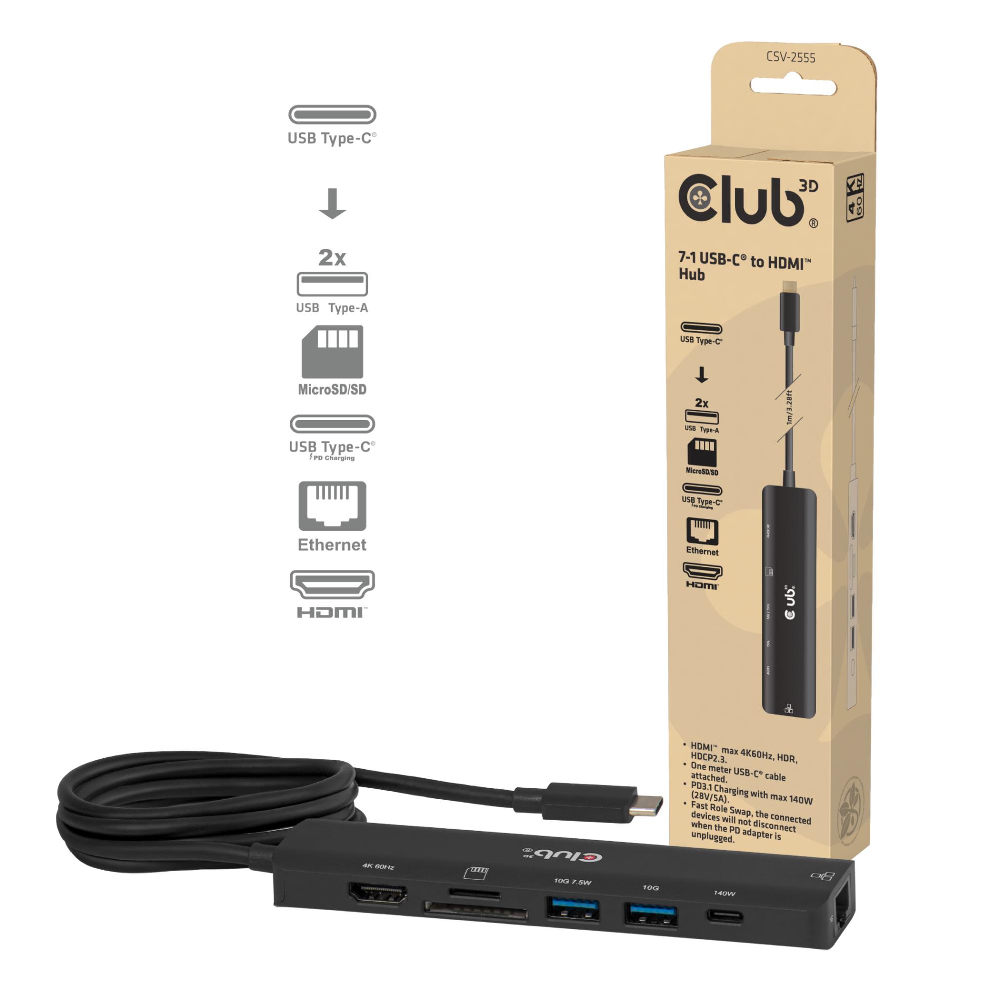 I/O HUB 7IN1 USB-C HDMI/140W CSV-2555 CLUB3D - Image 5
