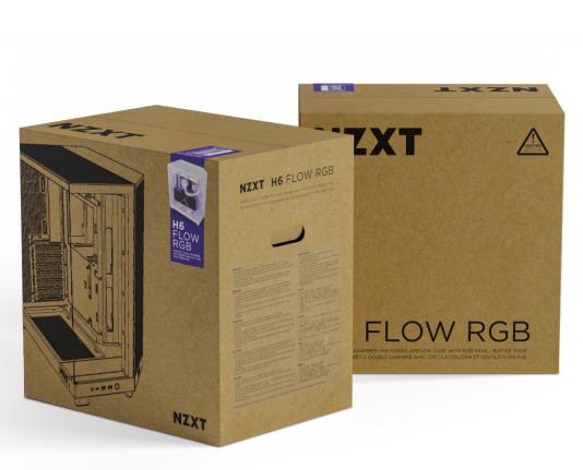 Case NZXT H6 Flow RGB MidiTower Case product features Transparent panel Not included ATX MicroATX MiniITX Colour Black CC-H61FB-R1 - Image 25