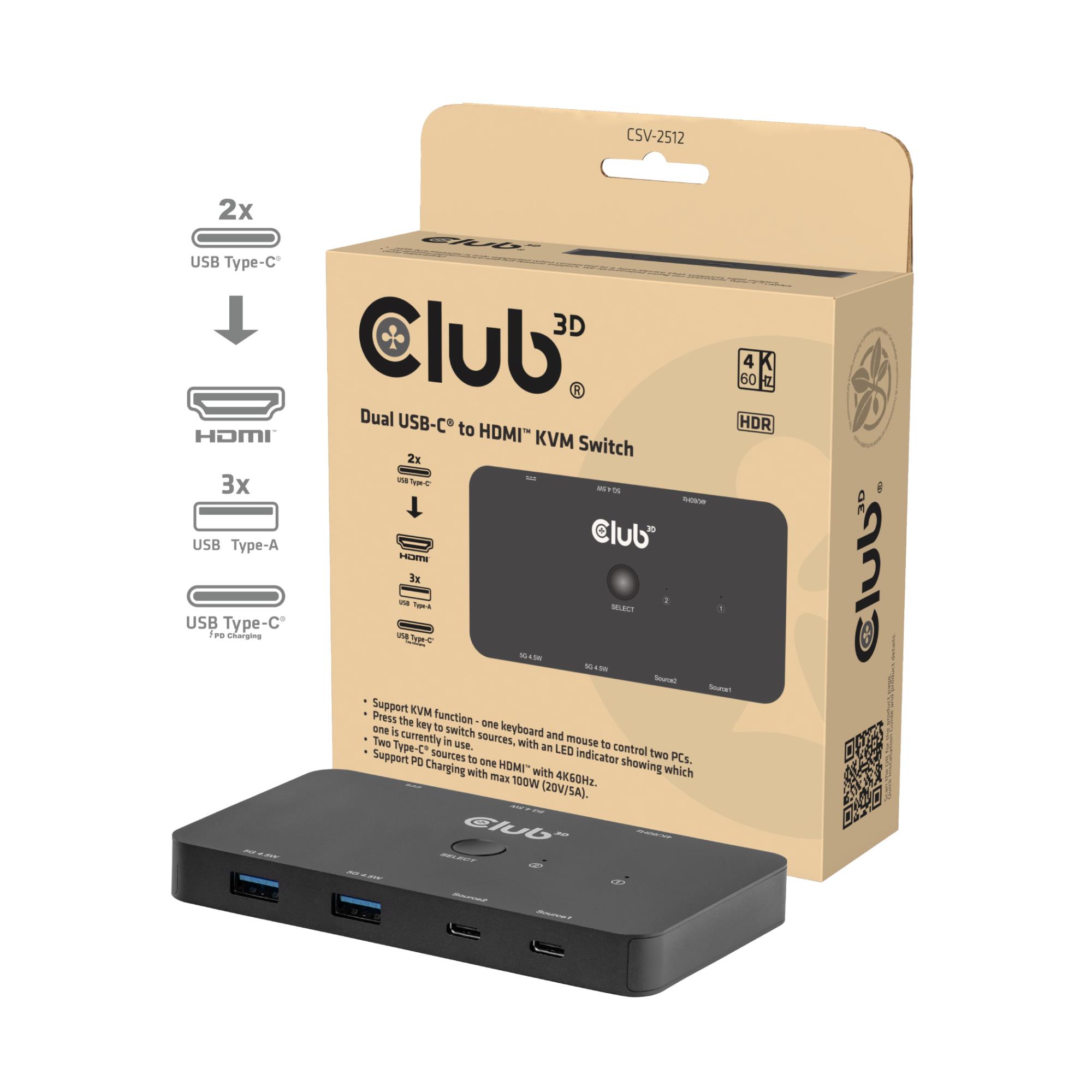 VIDEO SWITCH KVM USB-C TO HDMI/DUAL CSV-2512 CLUB3D - Image 7