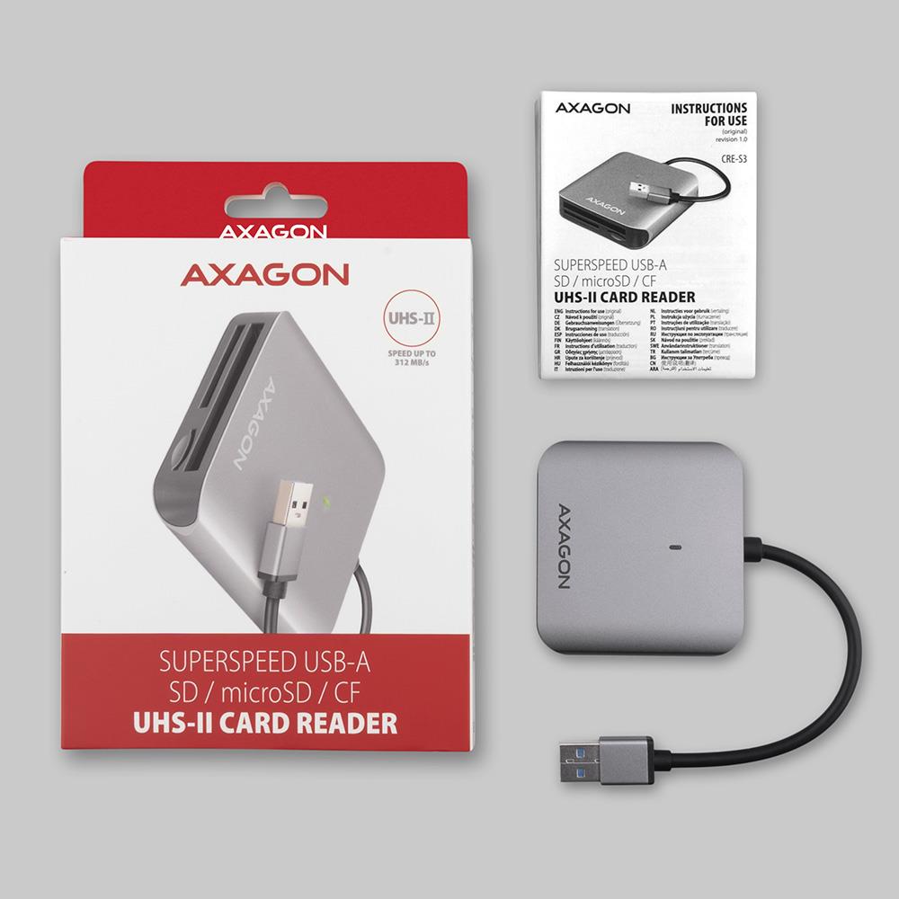 MEMORY READER USB3.2 3-SLOT/SD/MICROSD/CF CRE-S3 AXAGON - Image 12