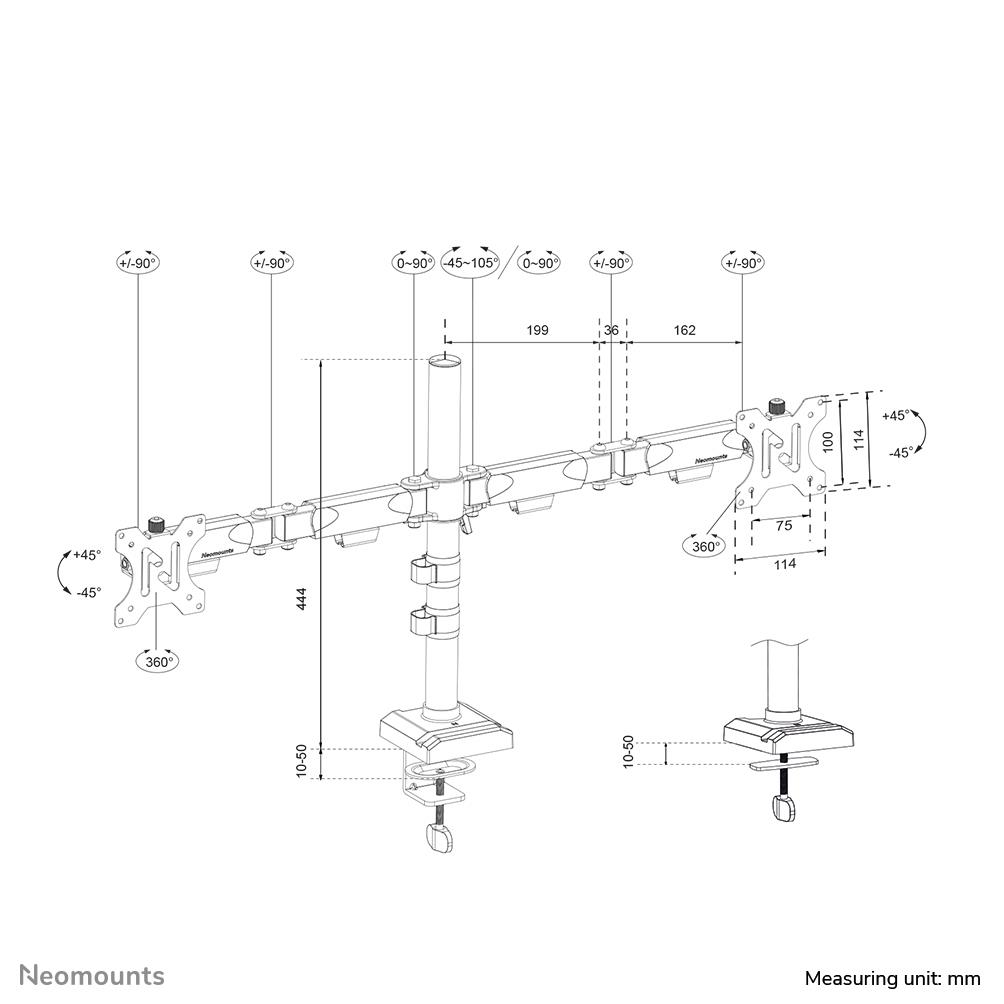 MONITOR ACC DESK MOUNT 10-32"/DUAL DS60-600BL2 NEOMOUNTS - Image 25