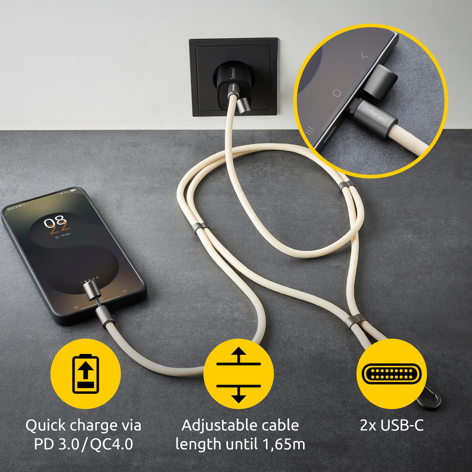 CABLE USB-C TO USB-C 1.65M/LANYARD BEIGE 7991001 INTENSO - Image 46