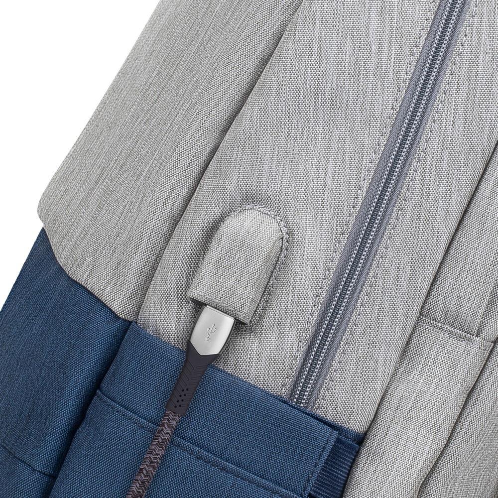 NB BACKPACK ANTI-THEFT 17.3"/7567 GREY/DARK BLUE RIVACASE - Image 13