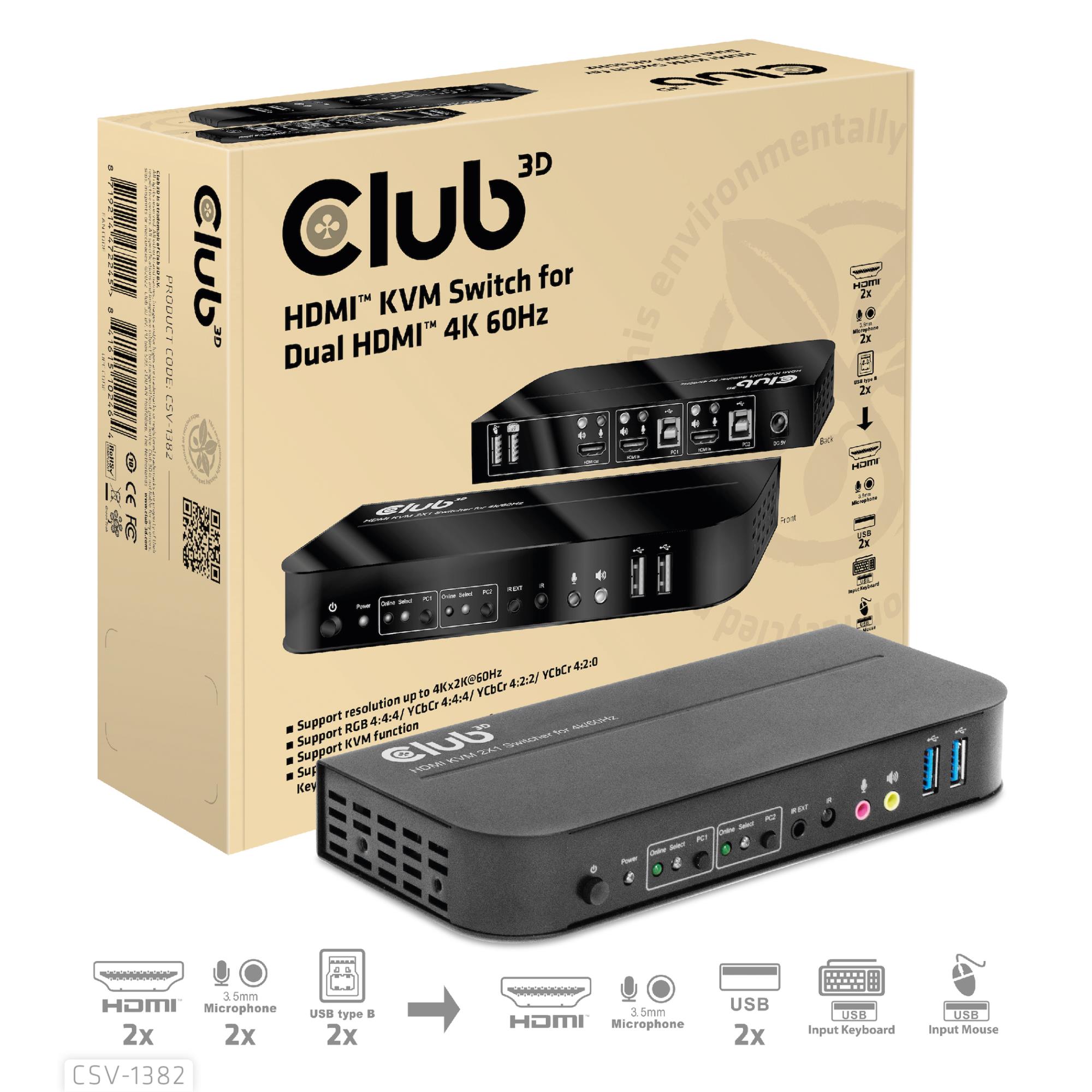 VIDEO SWITCH KVM HDMI 2PORT/CSV-1382 CLUB3D - Image 6