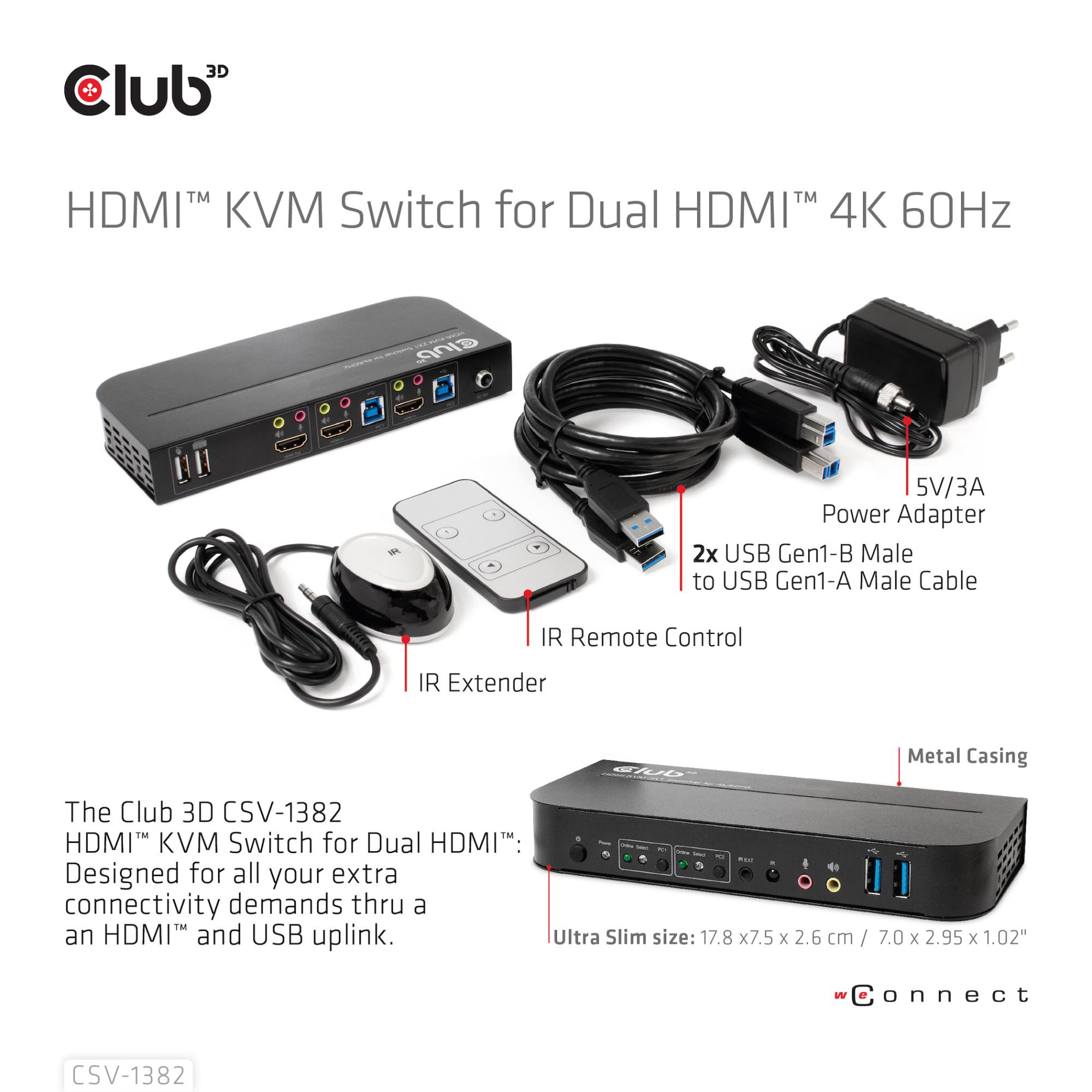 VIDEO SWITCH KVM HDMI 2PORT/CSV-1382 CLUB3D - Image 9
