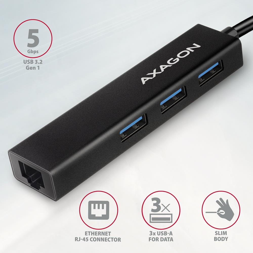 I/O HUB USB-C 4PORT GLAN/0.2M HMC-GL3A AXAGON - Image 7