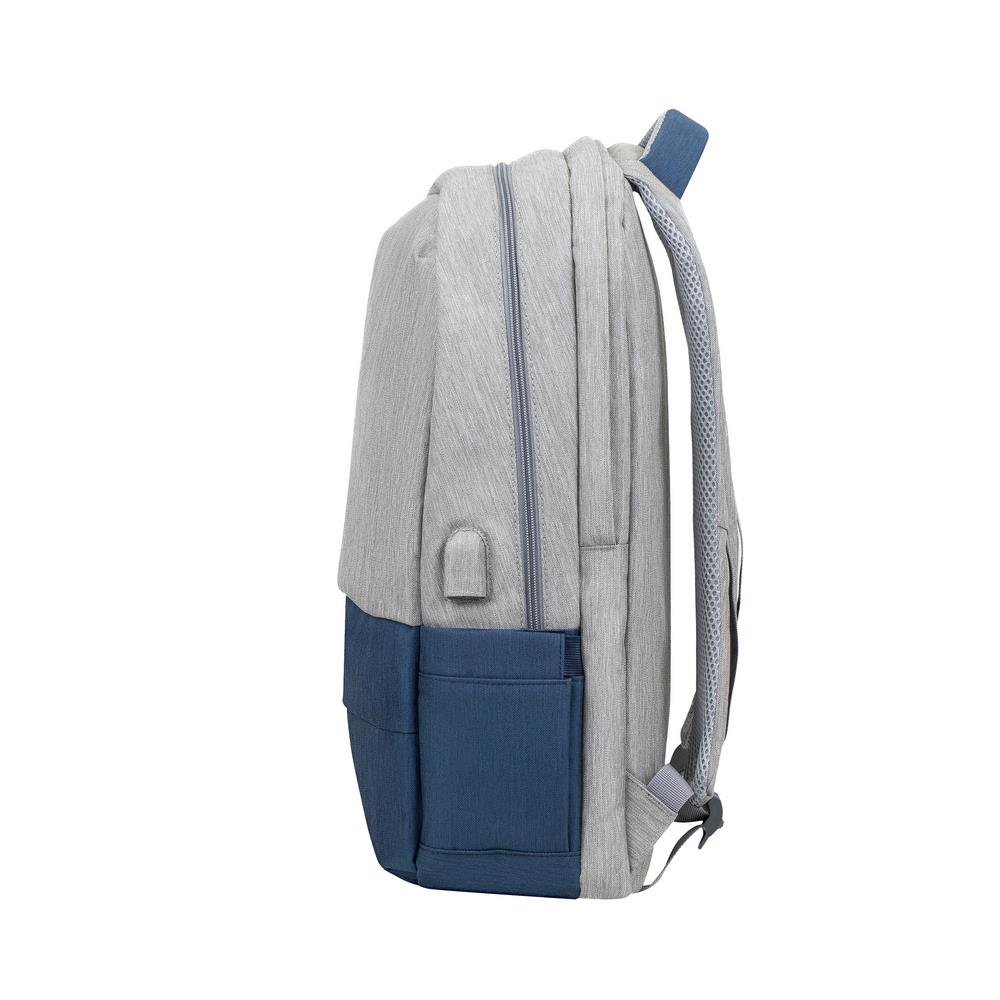 NB BACKPACK ANTI-THEFT 17.3"/7567 GREY/DARK BLUE RIVACASE - Image 9