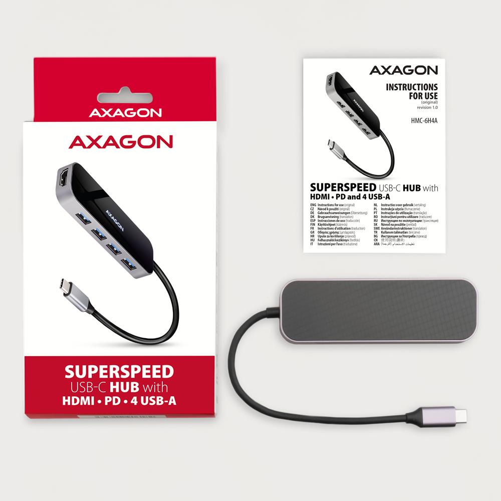 I/O HUB USB-C 6IN1/0.2M HMC-6H4A AXAGON - Image 14