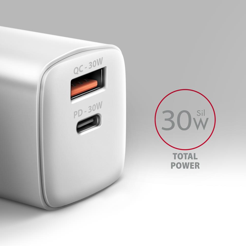 MOBILE CHARGER WALL USB 30W/2PORT WHITE ACU-PQ30W AXAGON - Image 5