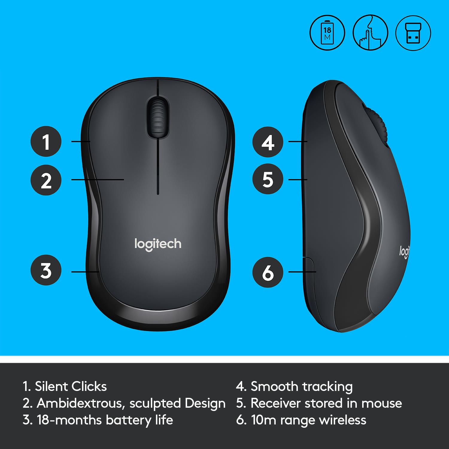 MOUSE USB OPTICAL WRL M220/SILENT B/G 910-004878 LOGITECH - Image 26