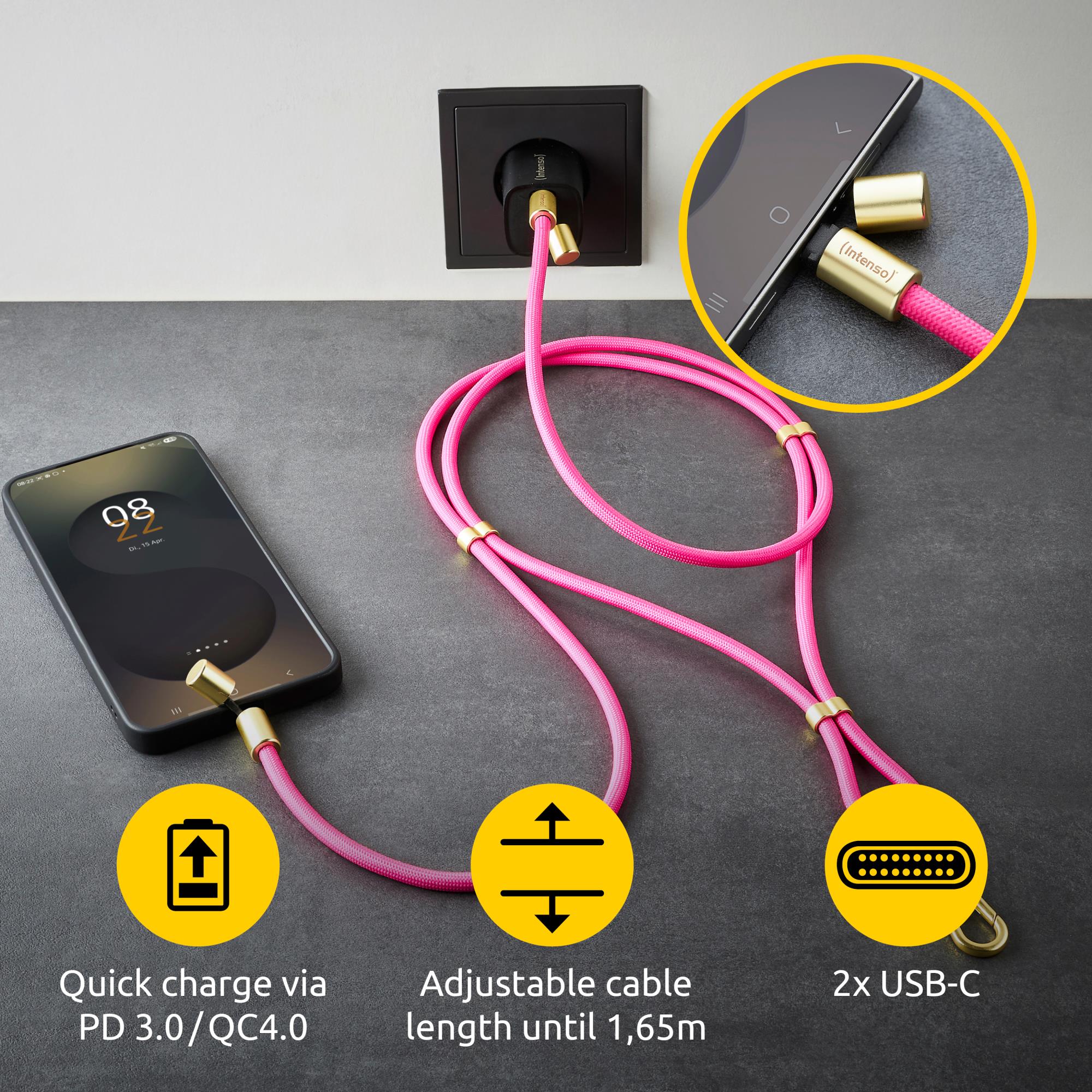 CABLE USB-C TO USB-C 1.65M/LANYARD PINK 7991004 INTENSO - Image 37
