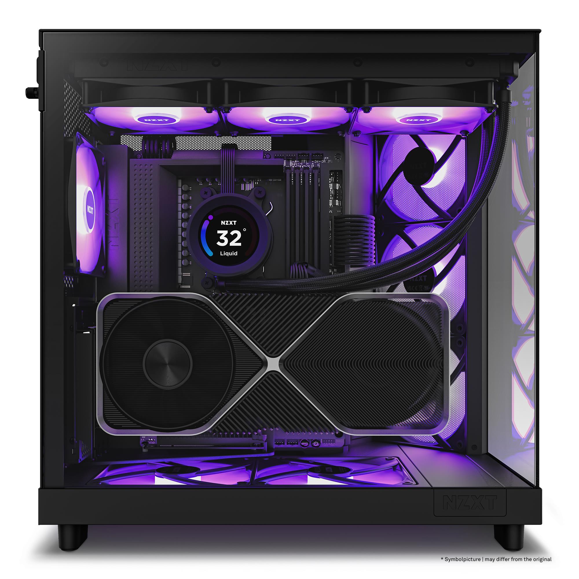 Case NZXT H6 Flow RGB MidiTower Case product features Transparent panel Not included ATX MicroATX MiniITX Colour Black CC-H61FB-R1 - Image 20
