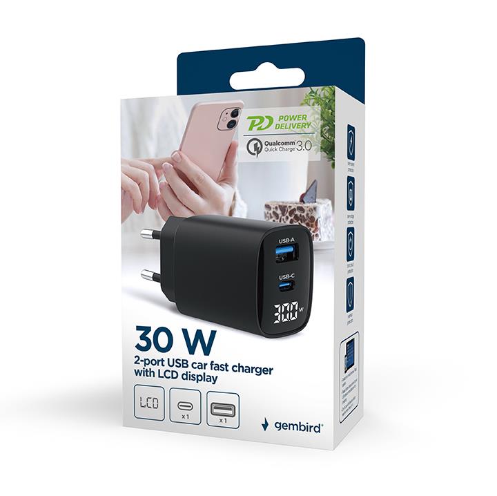 CHARGER USB 30W 2PORT/TA-UC-PDQC30LCD-BK-01 GEMBIRD - Image 10