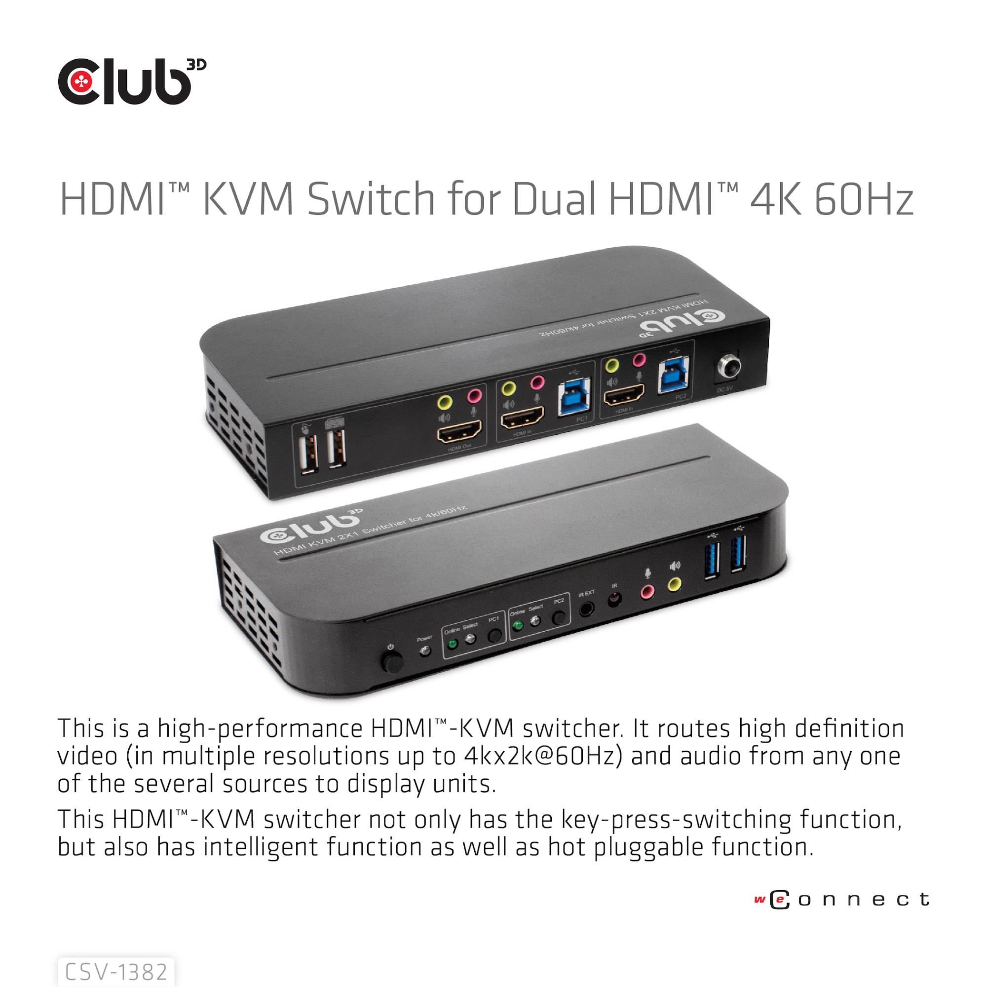 VIDEO SWITCH KVM HDMI 2PORT/CSV-1382 CLUB3D - Image 8