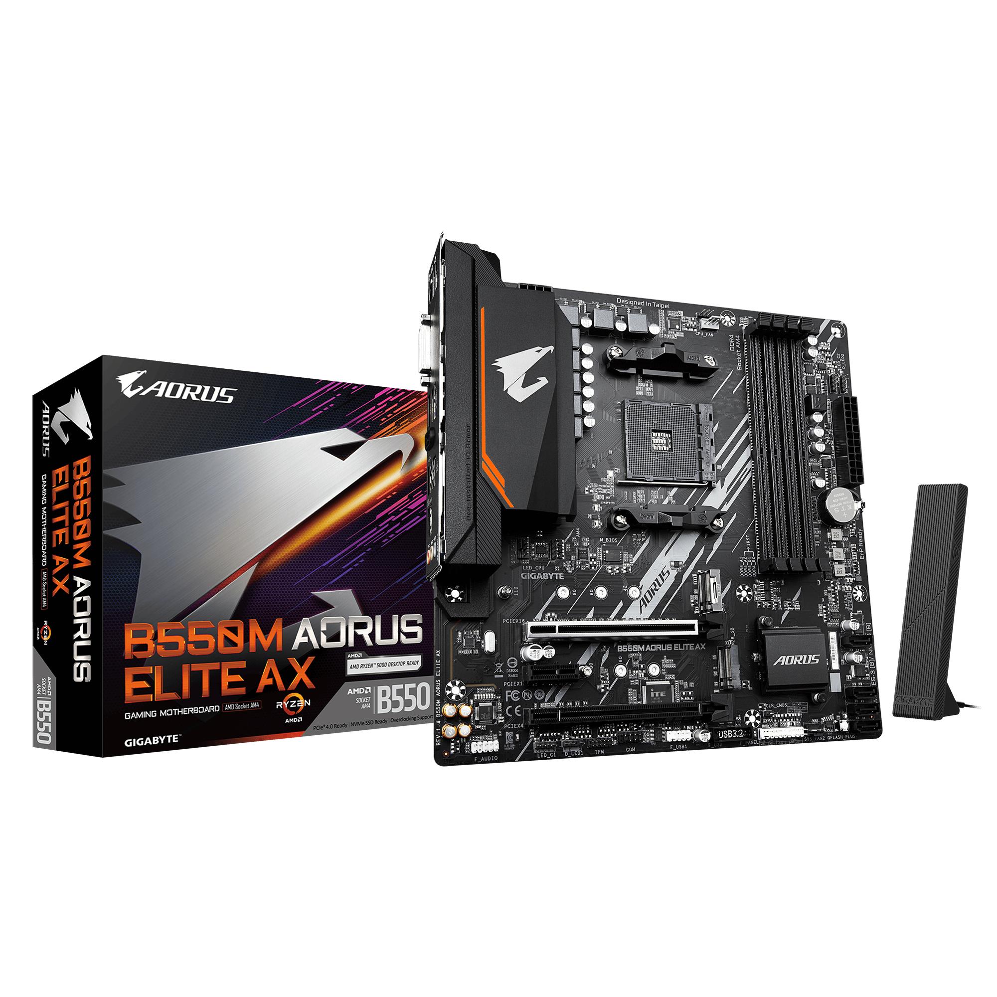 Mainboard GIGABYTE AMD B550 Socket AM4 micro ATX RAM DDR4-SDRAM 4xSlots Wi-Fi Yes Bluetooth Yes 2xNumber of M.2 (M) slots B550M AORUS ELITE AX (REV. 1.4) B550MAORUSELITEAX1.4 - Image 5