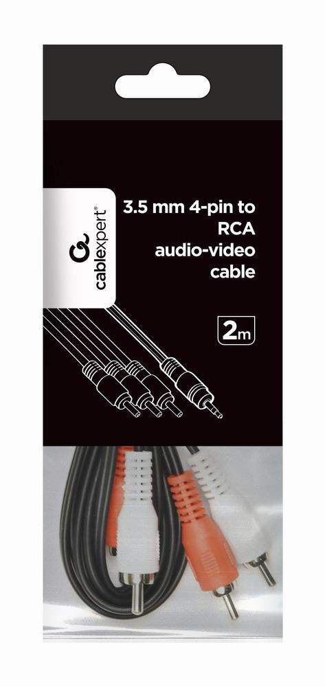 CABLE AUDIO 3.5MM 4PIN TO 3RCA/AV 2M CCA-4P2R-2M GEMBIRD - Image 2