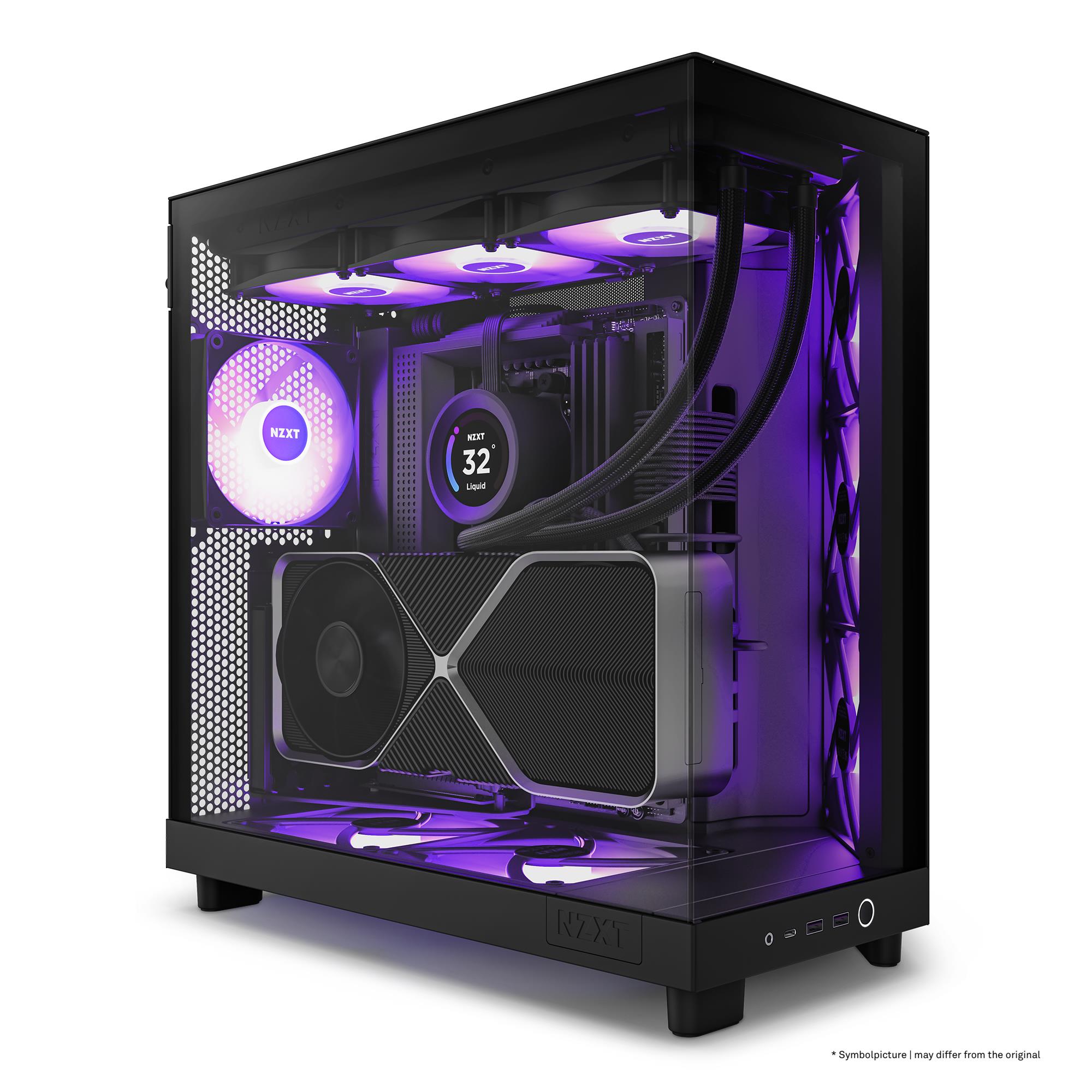Case NZXT H6 Flow RGB MidiTower Case product features Transparent panel Not included ATX MicroATX MiniITX Colour Black CC-H61FB-R1 - Image 23
