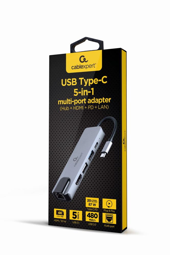 I/O ADAPTER USB-C TO HDMI/USB3/5IN1 A-CM-COMBO5-04 GEMBIRD - Image 2