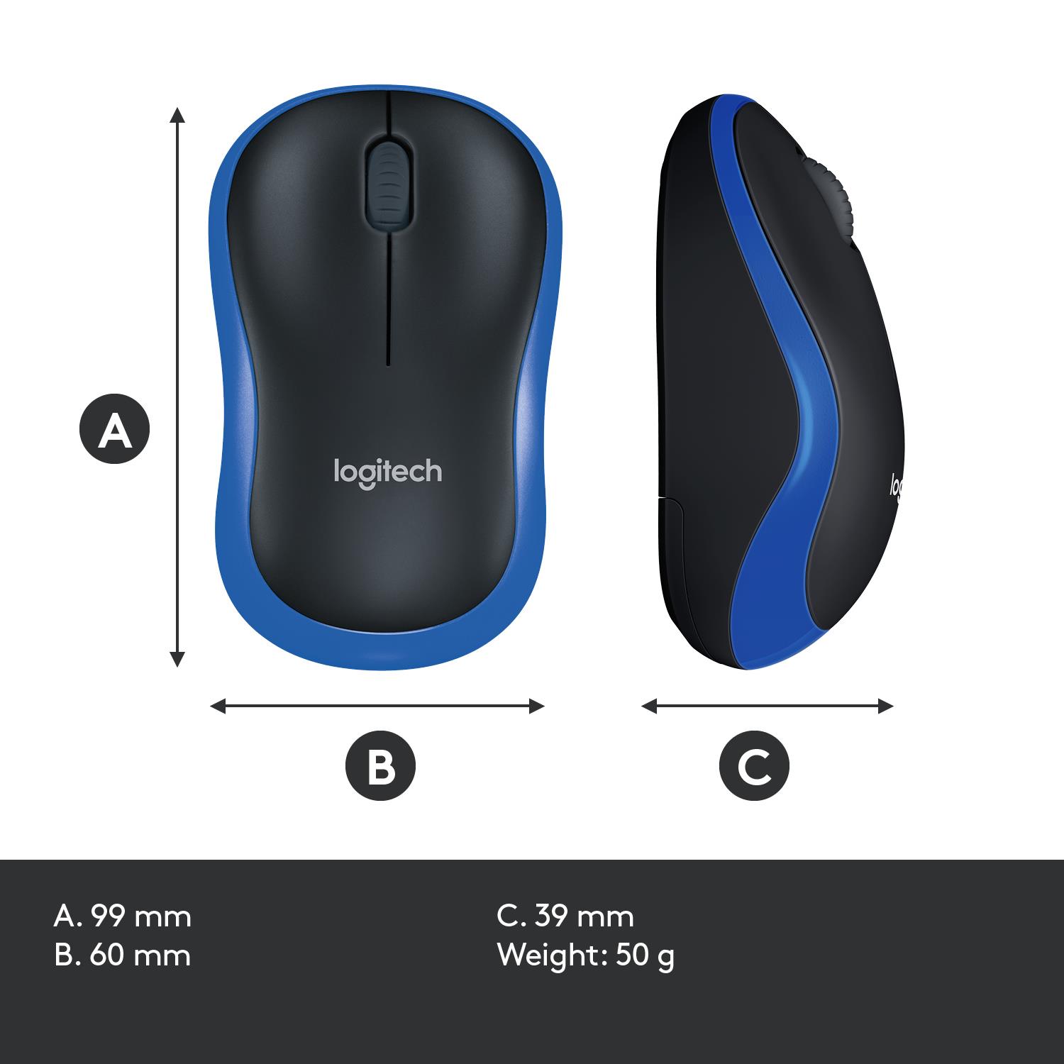 MOUSE USB OPTICAL WRL M185/BLUE 910-002239 LOGITECH - Image 36