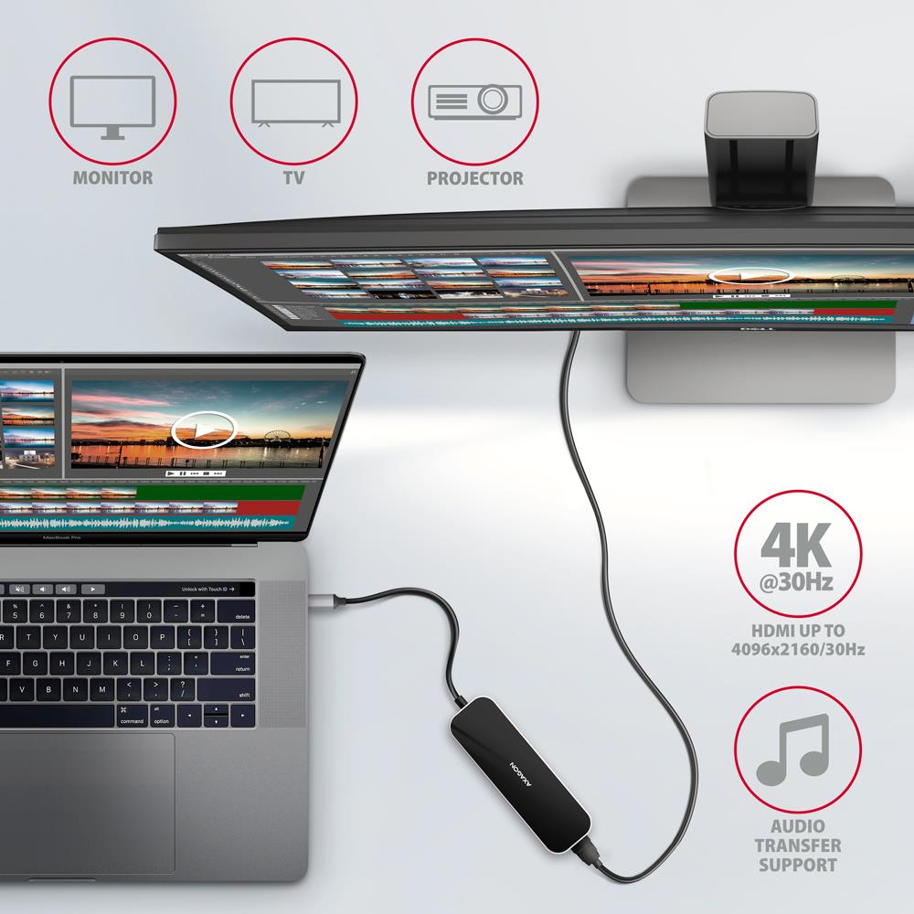 I/O HUB USB-C 6IN1/0.2M HMC-6H4A AXAGON - Image 9